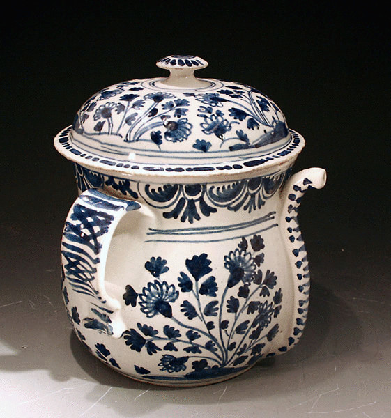 ANTIQUE ENGLISH DELFTWARE POTTERY POSSETT POT C1740