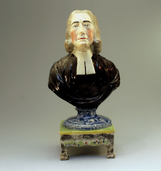 ANTIQUE FIGURE REV.JOHN WESLEY SHERRATT TABLE BASE BUST STAFFORDSHIRE POTTERY