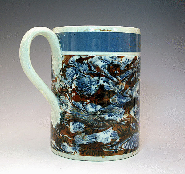 ANTIQUE EARLY 19THC  MOCHAWARE TANKARD ENGLISH POTTERY