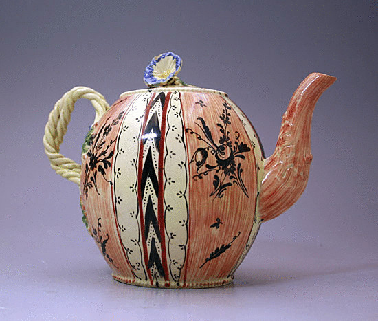 Antique creamware chintz pattern teapot early English circa 1770 period