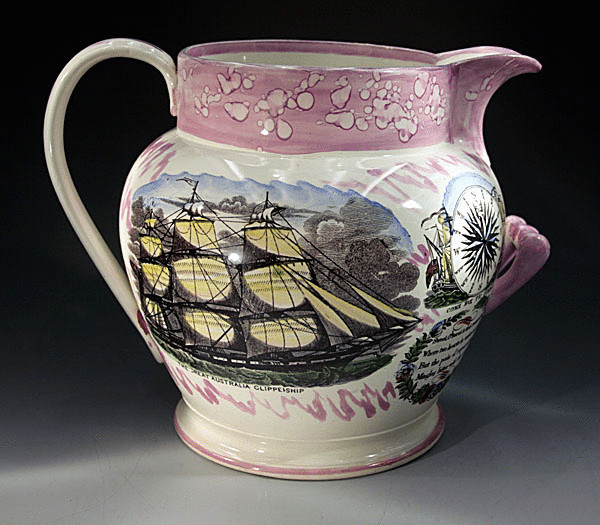 PINK LUSTER CERAMIC JUG  SUNDERLAND POTTERY