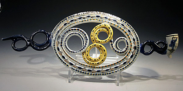 Prattware antique pottery coil pipe dated 1808