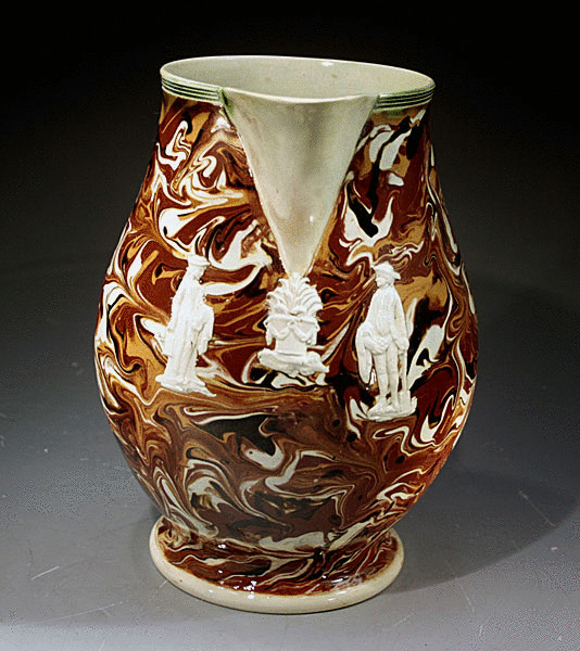 Variagated decorated pitcher creamware pottery 18thc.