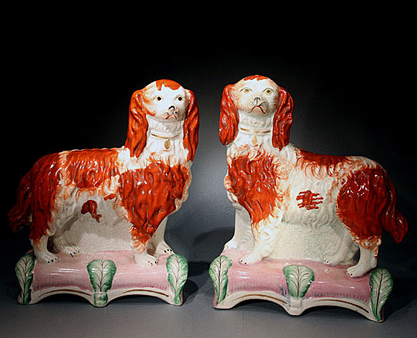 Grace and Majesty Staffordshire pottery figures of dogs