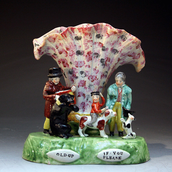 ANTIQUE STAFFORDSHIRE POTTERY PERFORMING ANIMALS FIGURE