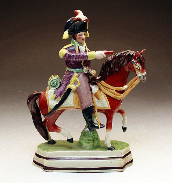 Staffordshire pottery military equestrain figure