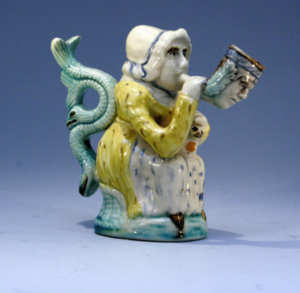 Martha Gunn Prattware English pottery figure in the form of a pipe