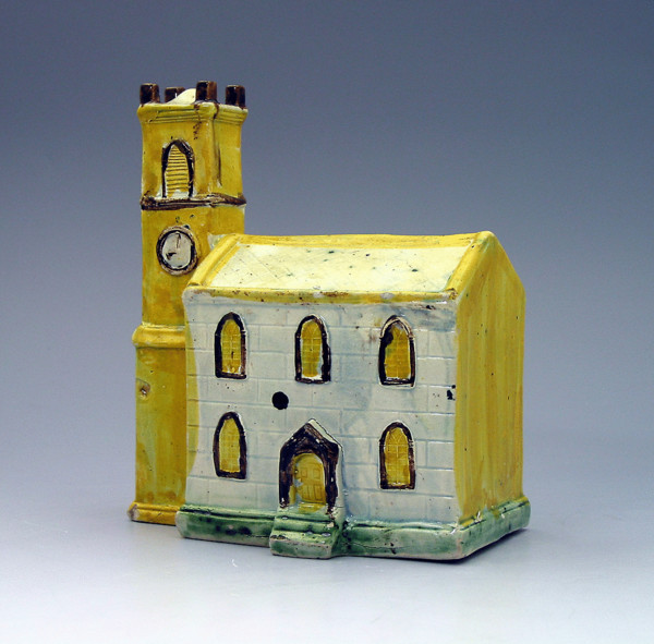 Prattware naive model of a pottery church