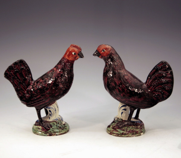 Staffordshire figures of sporting birds circa 1820