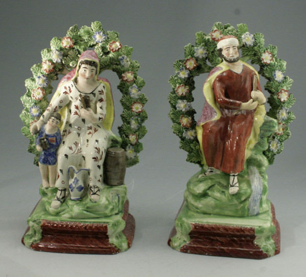 Staffordshire pottery figures Elijah and the Widow.