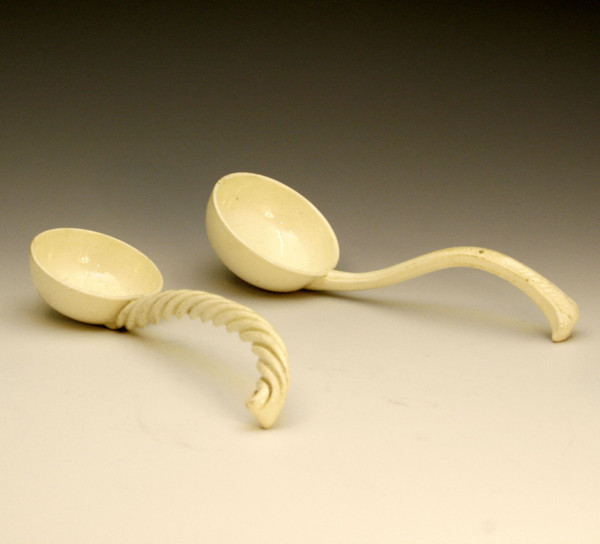 Antique plain creamware pottery ladels 18thc