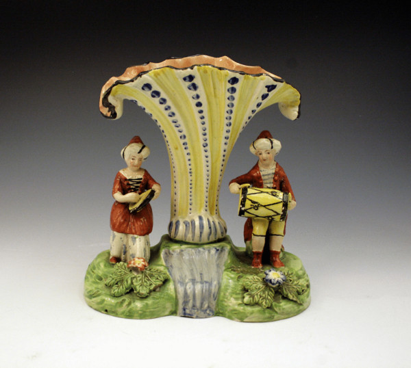 STAFFORDSHIRE FIGURES OF MUSICIANS TRUMPET SHELL GROUP