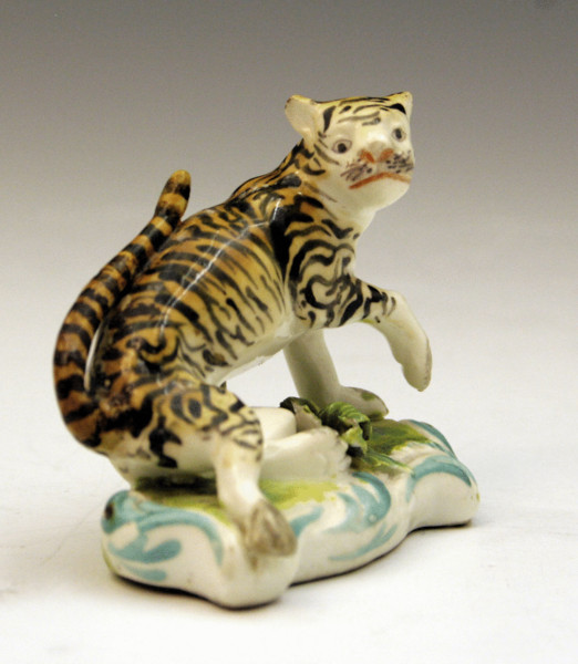 Figure of a Tiger from the Derby Porcelain Workshops.