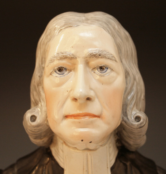 STAFFORDSHIRE BUST OF METHODIST REV. JOHN WESLEY .
