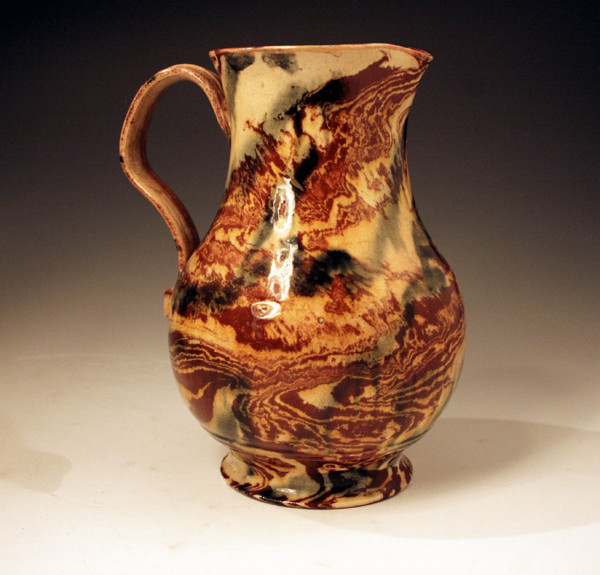 EARLY VARIEGATED  POTTERY PITCHER ENGLAND C1770