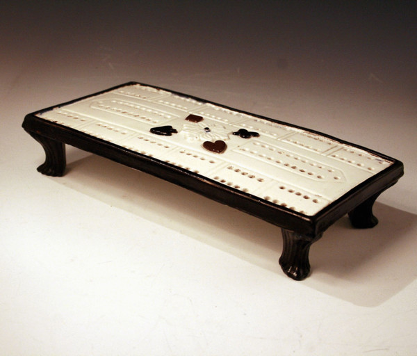 Antique pearlware potter cribbage board Staffordshire c1835