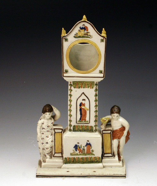 PRATTWARE CLOCK GROUP FROM DIXON AND CO. SUNDERLAND POTTERY