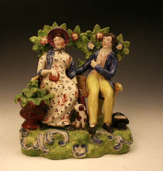 STAFFORDSHIRE POTTERY FIGURE OF A GROUP KNOWN AS PERSUASION C1815
