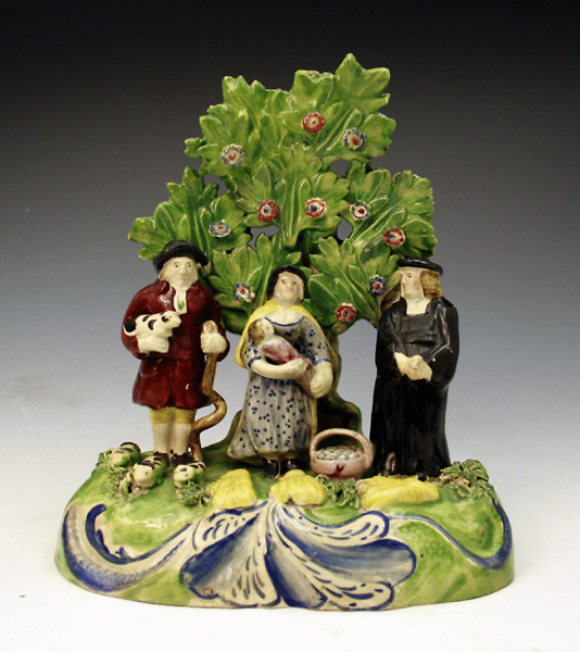 English Staffordshire pottery figure group Tythe Pig.c1820