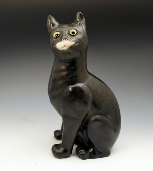 Galle signed glass eyed black cat figure Nancy France