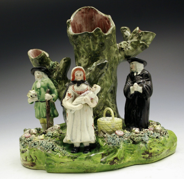 ANTIQUE ENGLISH STAFFORDSHIRE POTTERY FIGURE OF A PIG TITHE GROUP