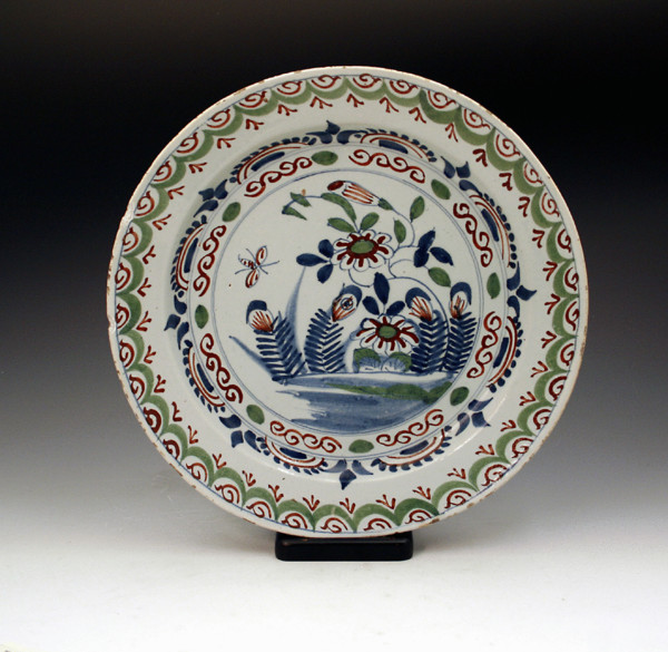 18thC. ENGLISH DELFTWARE POTTERY CHARGER BRISTOL POTTERY C1750