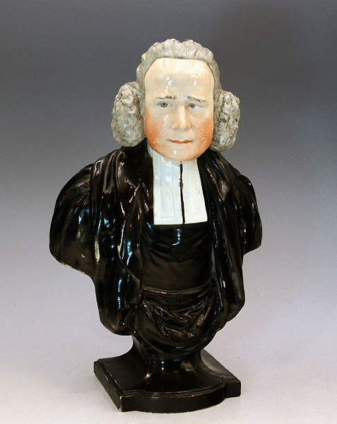 ANTIQUE STAFFORDSHIRE POTTERY FIGURE OF WHITFIELD 18THC