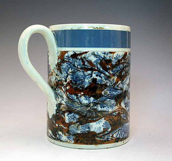 ANTIQUE EARLY 19THC  MOCHAWARE TANKARD ENGLISH POTTERY