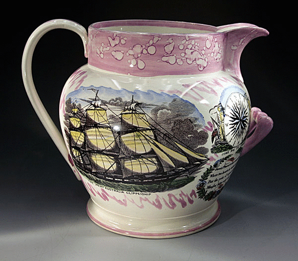 PINK LUSTER CERAMIC JUG  SUNDERLAND POTTERY