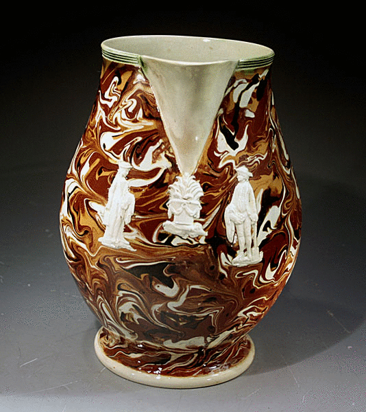 Variagated decorated pitcher creamware pottery 18thc.