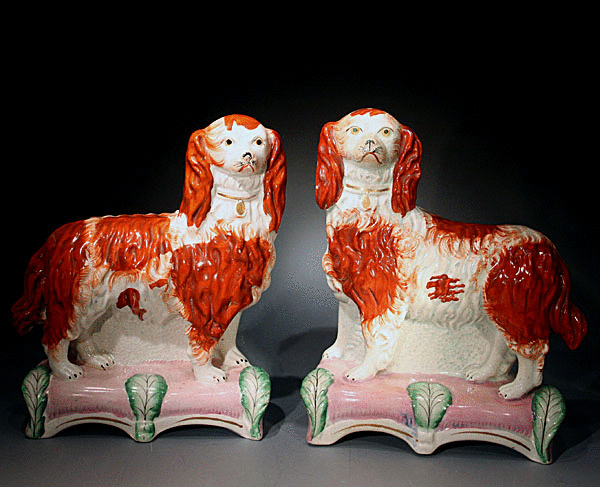 Grace and Majesty Staffordshire pottery figures of dogs