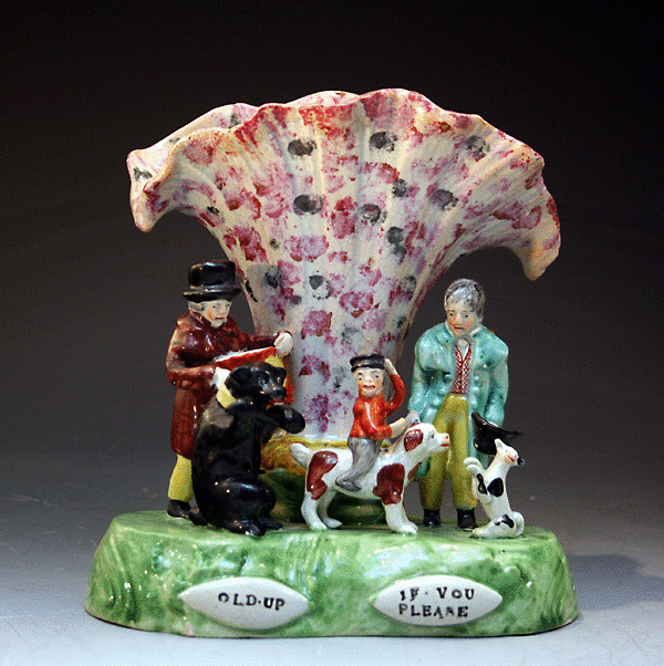 ANTIQUE STAFFORDSHIRE POTTERY PERFORMING ANIMALS FIGURE