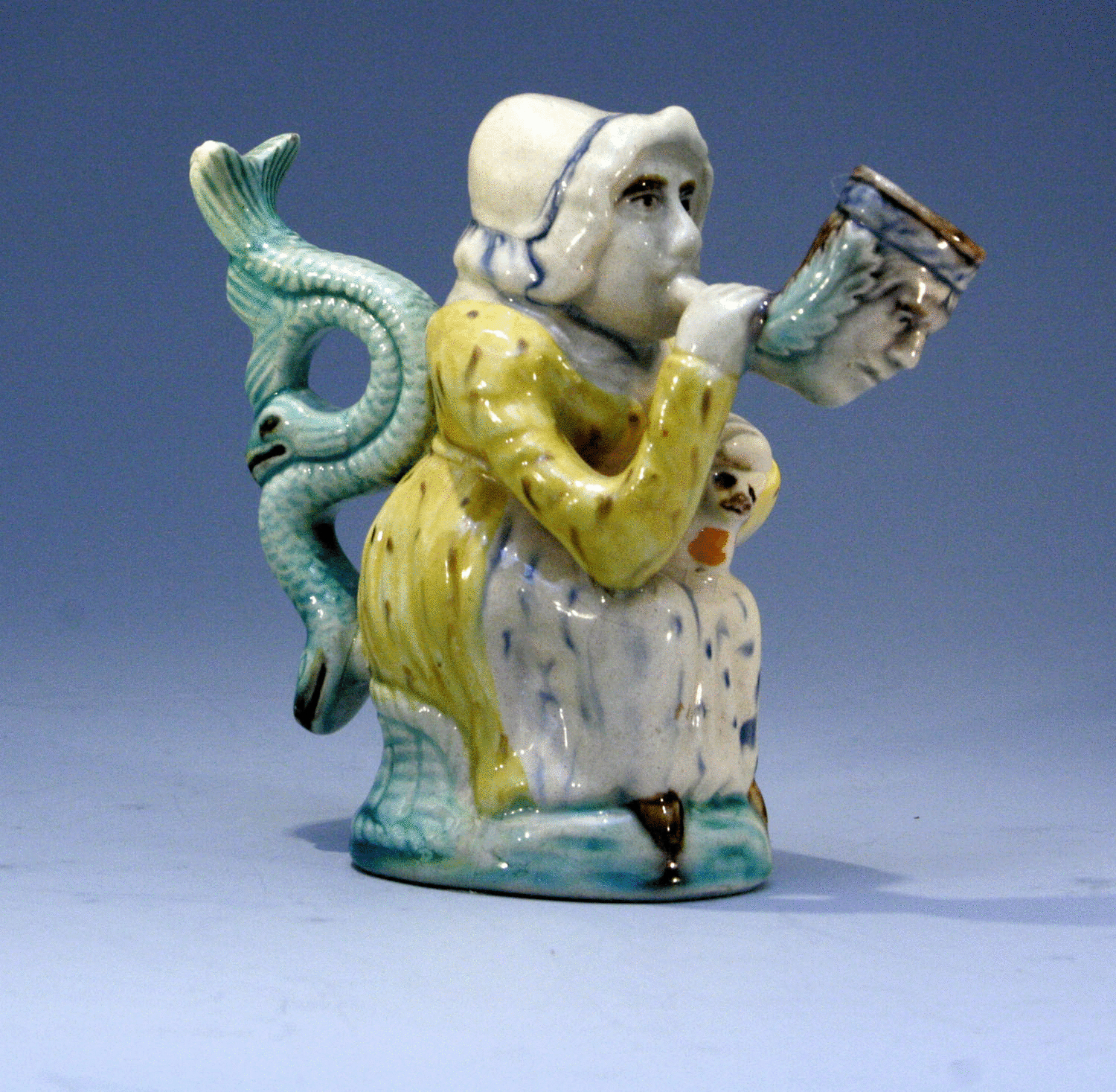 Martha Gunn Prattware English pottery figure in the form of a pipe