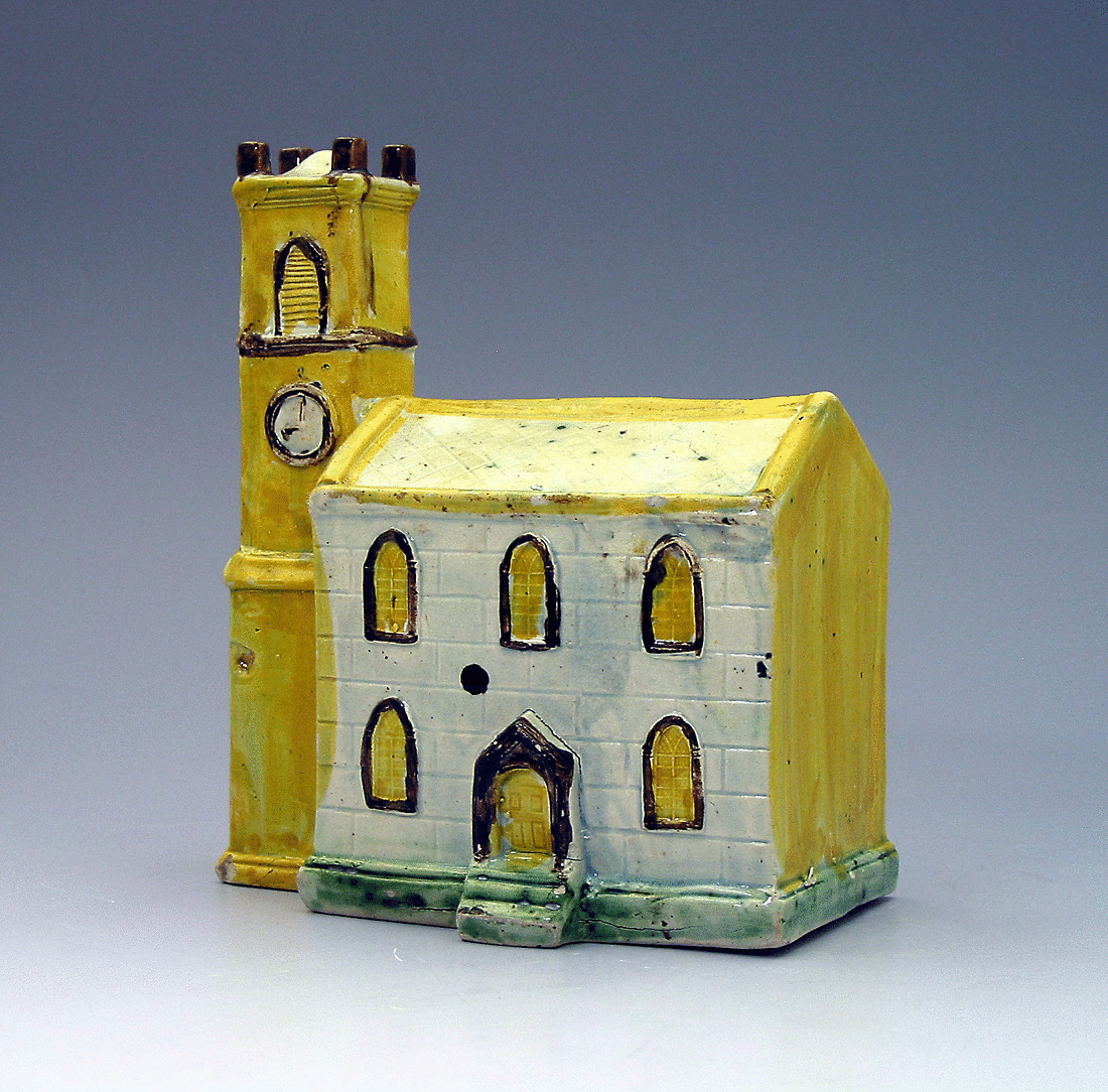 Prattware naive model of a pottery church