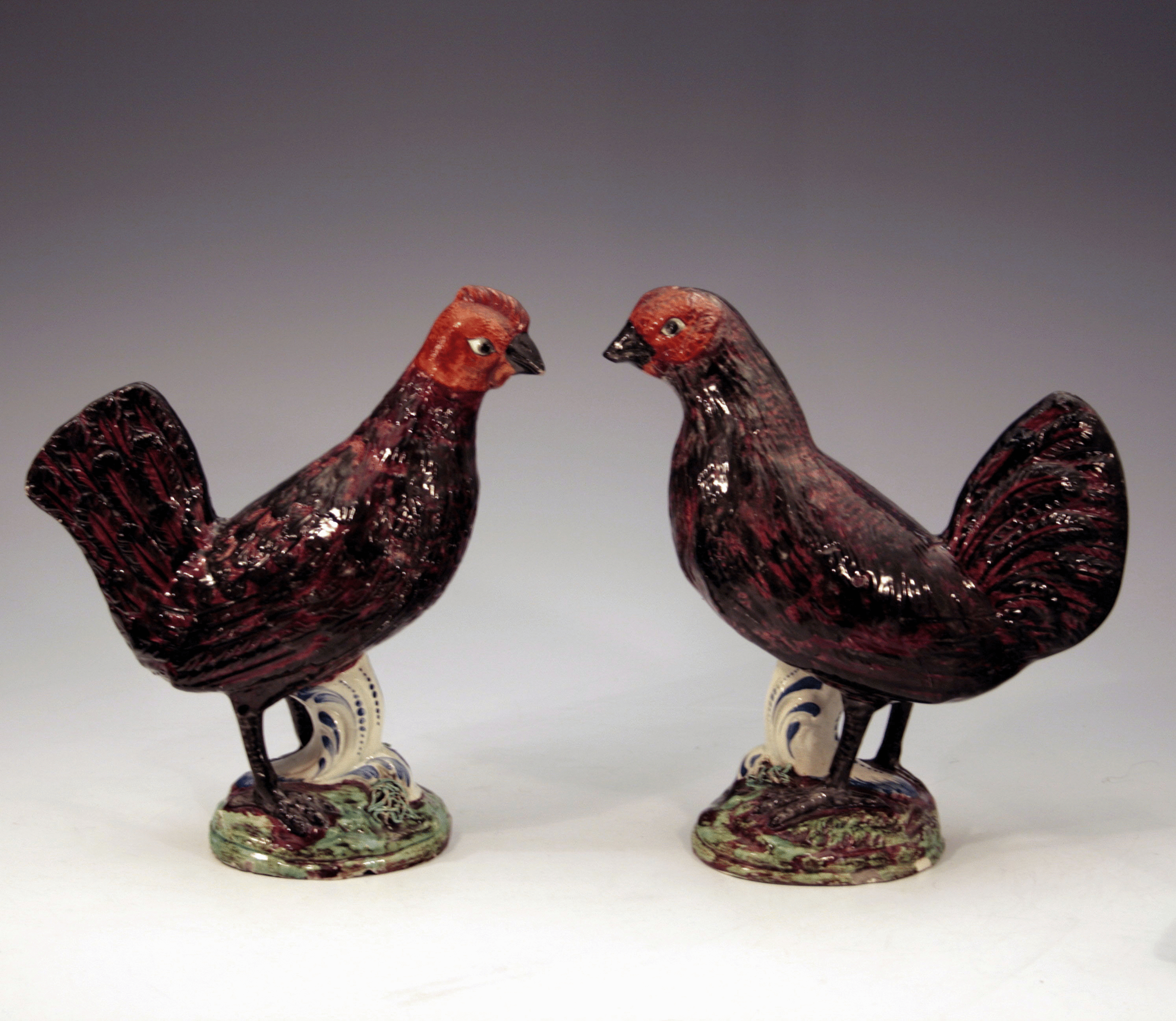 Staffordshire figures of sporting birds circa 1820