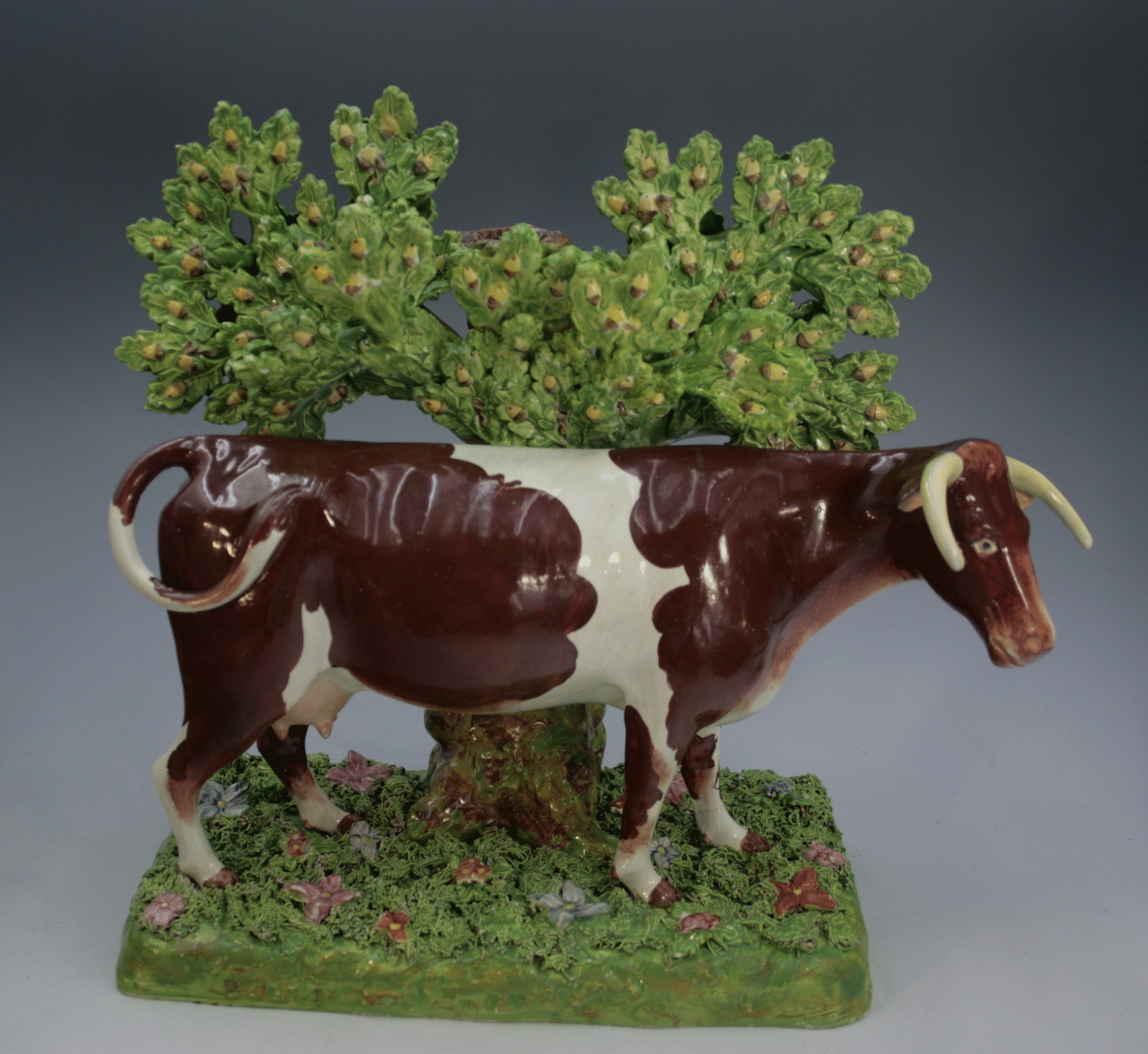 Staffordshire figure cow with bocage Enoch Wood Pottery
