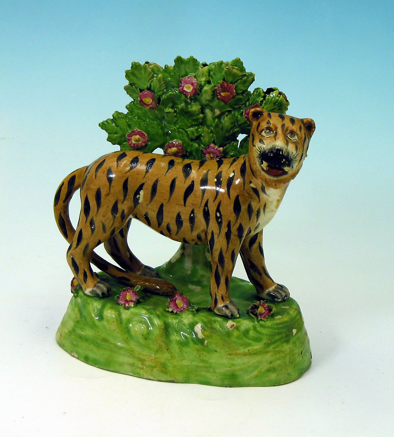 Staffordshire figure with bocage of a tiger 