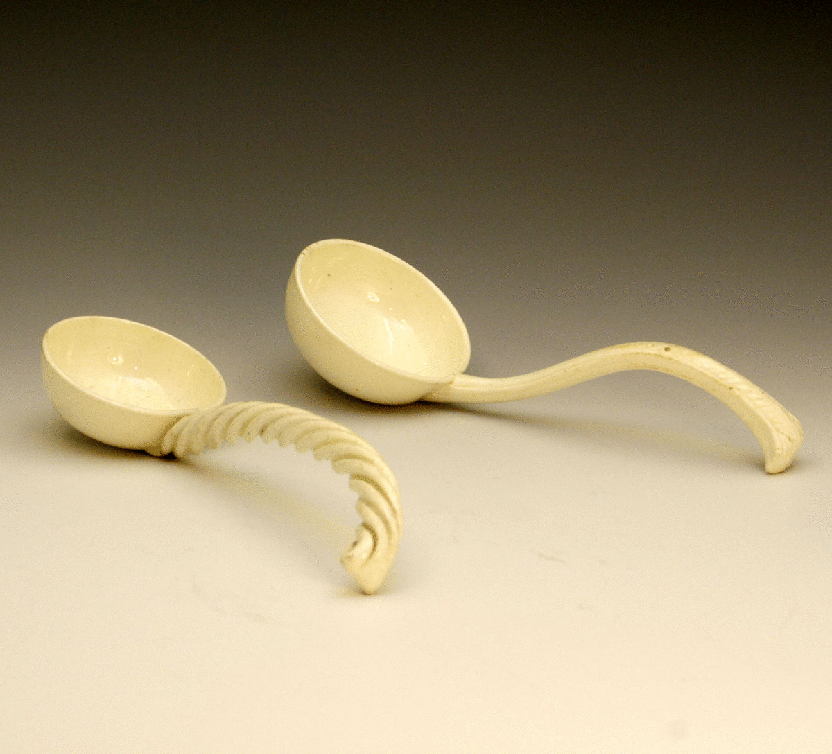 Antique plain creamware pottery ladels 18thc