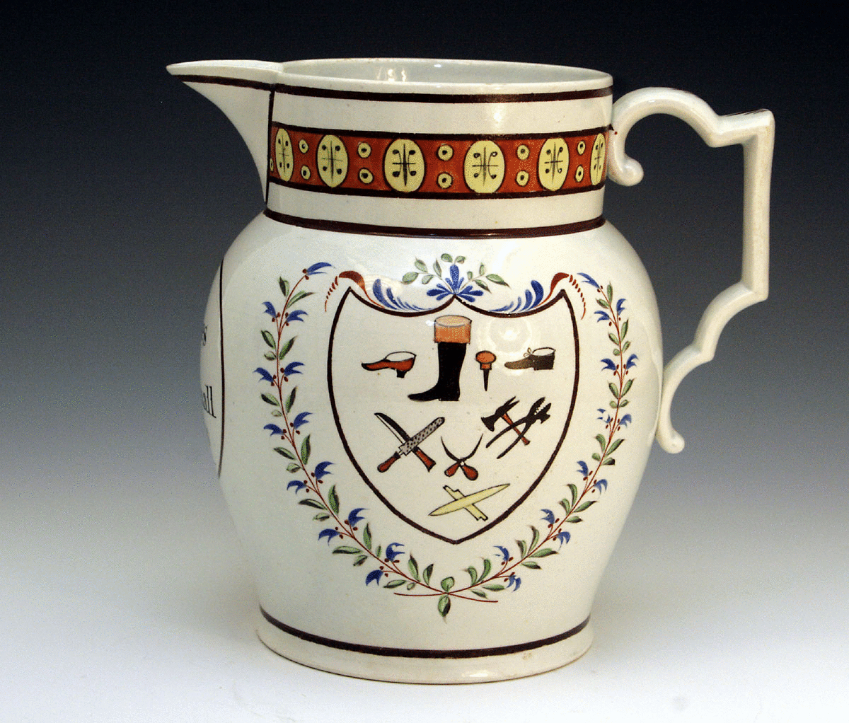 PEARLWARE ENGLISH  POTTERY PITCHER NAMED JAMES HUCKNALL 