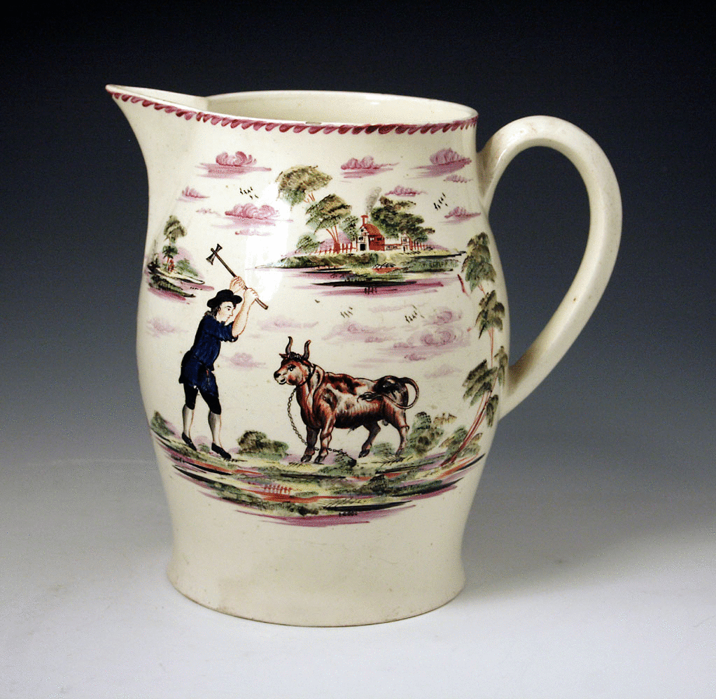 ENGLISH CREAMWARE POTTERY DATED JUG 1787