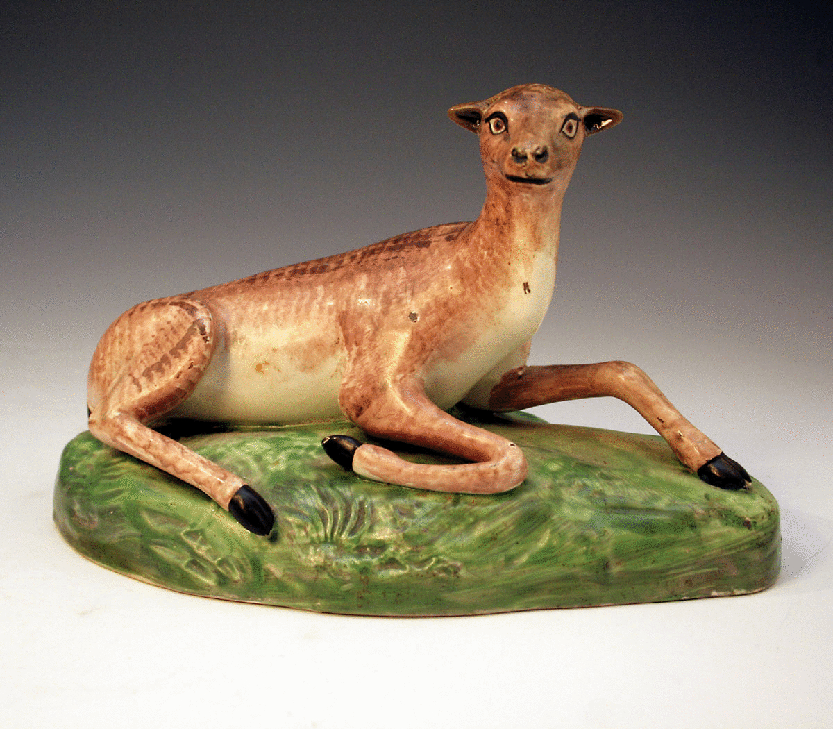 Pearlware pottery figure of a stag Brameld Pottery Yorkshire c1810