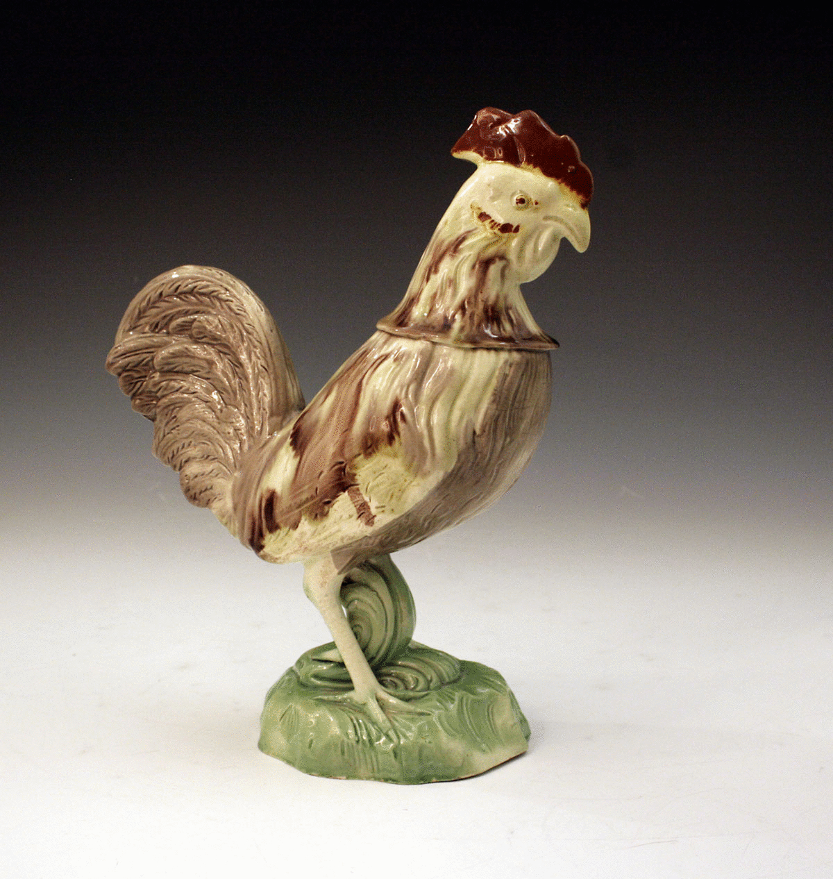 EARLY STAFFORDSHIRE POTTERY FIGURE OF A ROOSTER BY RALPH WOOD