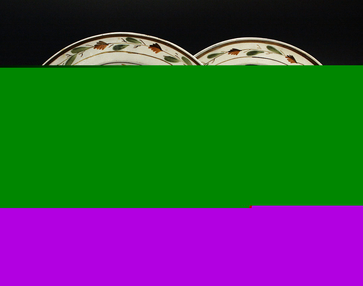 PAIR ANTIQUE ENGLISH POTTERY PRATTWARE PLATES 