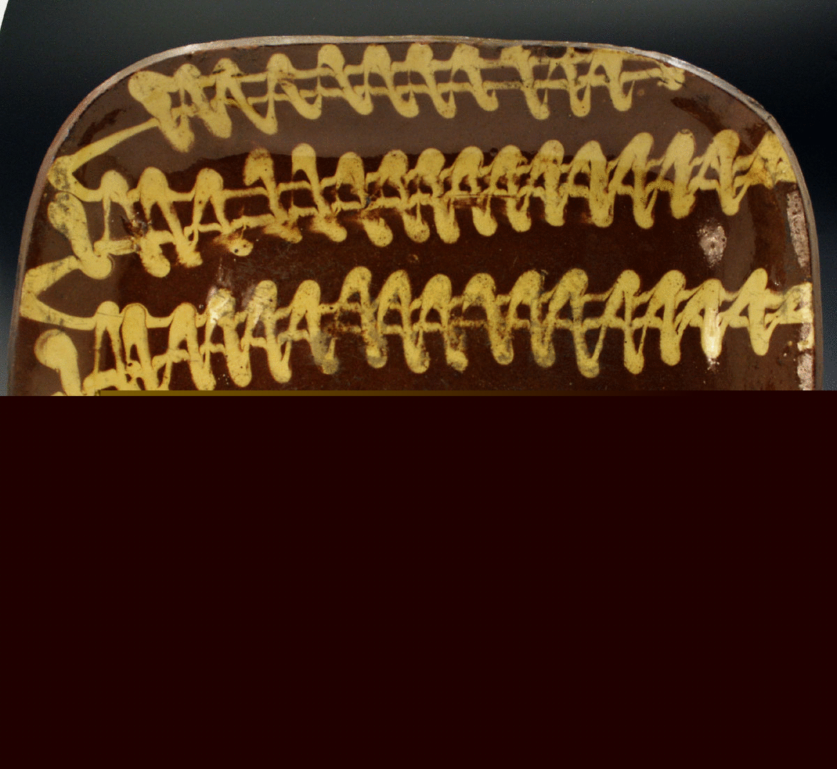 Antique English pottery earthenware slipware loaf dish