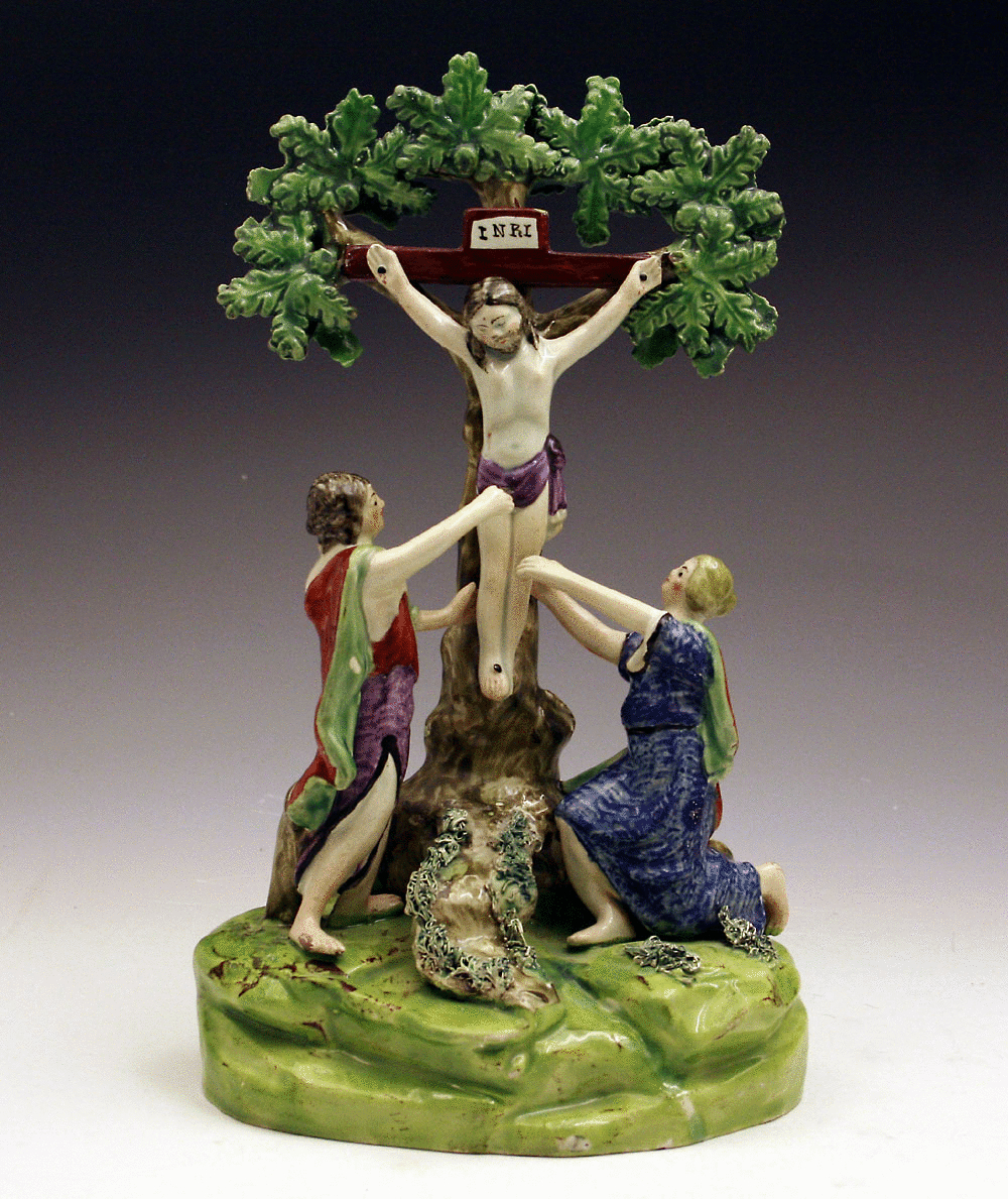 Staffordshire figure of Christ's Descent  from the Cross pearlware c. 1820