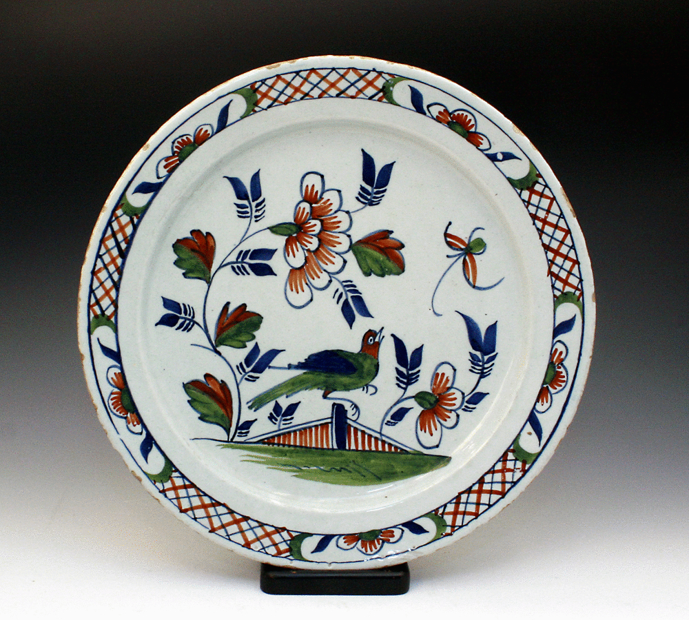  18thC. ENGLISH DELFTWARE POTTERY CHARGER BRISTOL POTTERY C1750