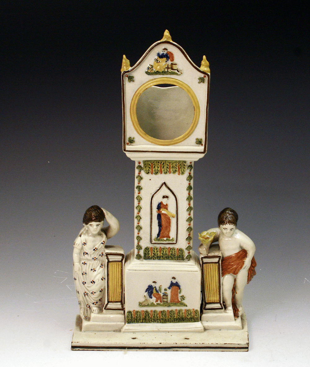 PRATTWARE CLOCK GROUP FROM DIXON AND CO. SUNDERLAND POTTERY