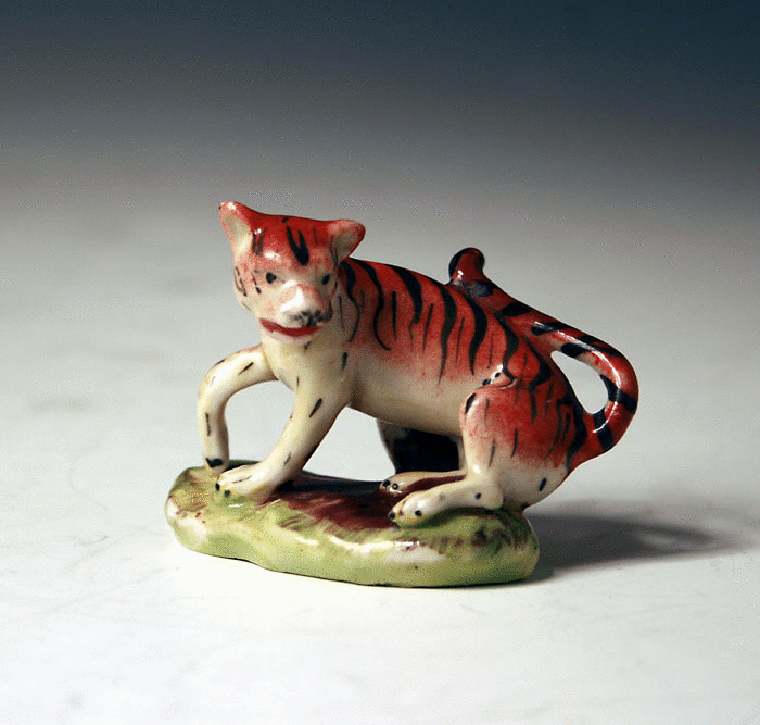 STAFFORDSHIRE POTTERY FIGURE OF A TIGER C1855