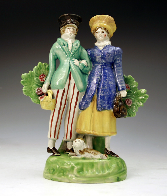 English Staffordshire pottery figure of the Dandies c1820