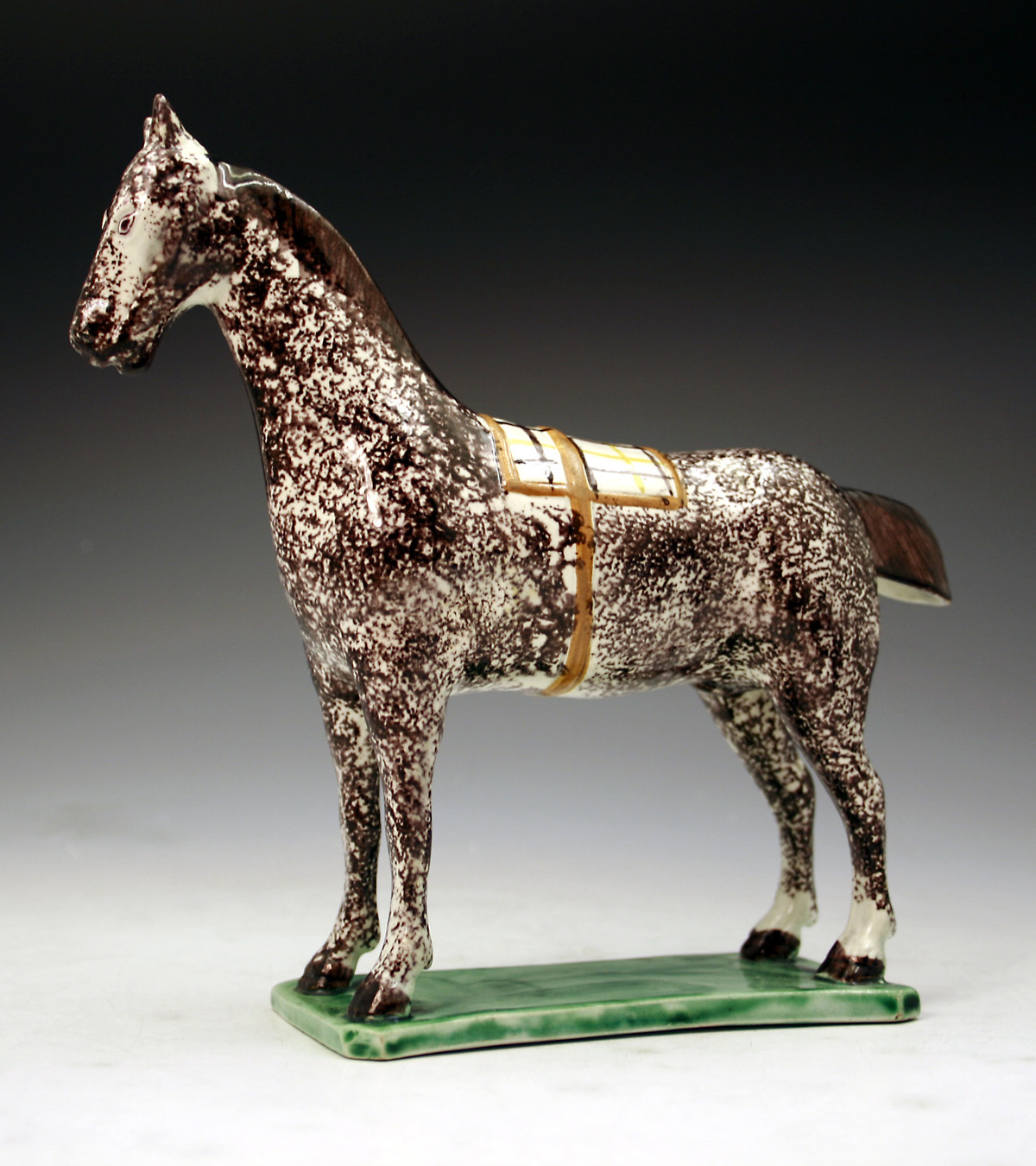 Antique English pottery figure of a  horse on base late 18th century